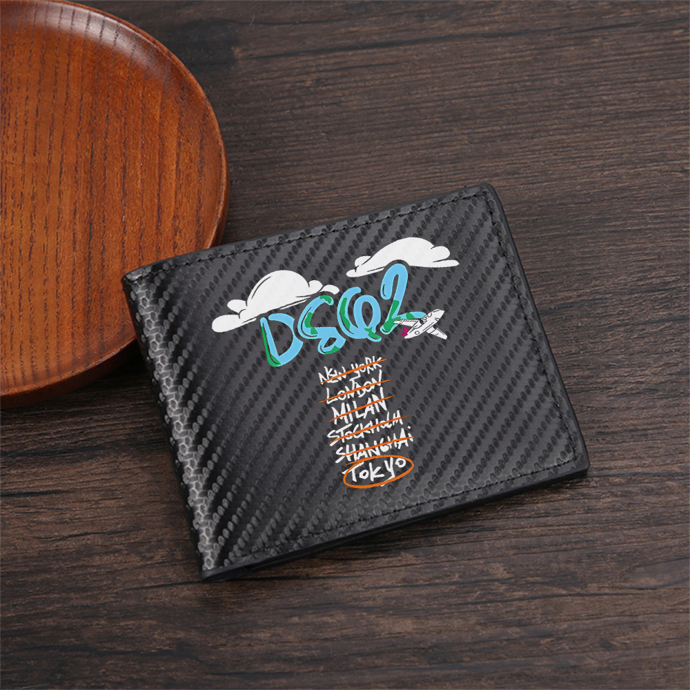 DSQ2 logo,airplane,city names, – обзор и цена Interior Design Name Card