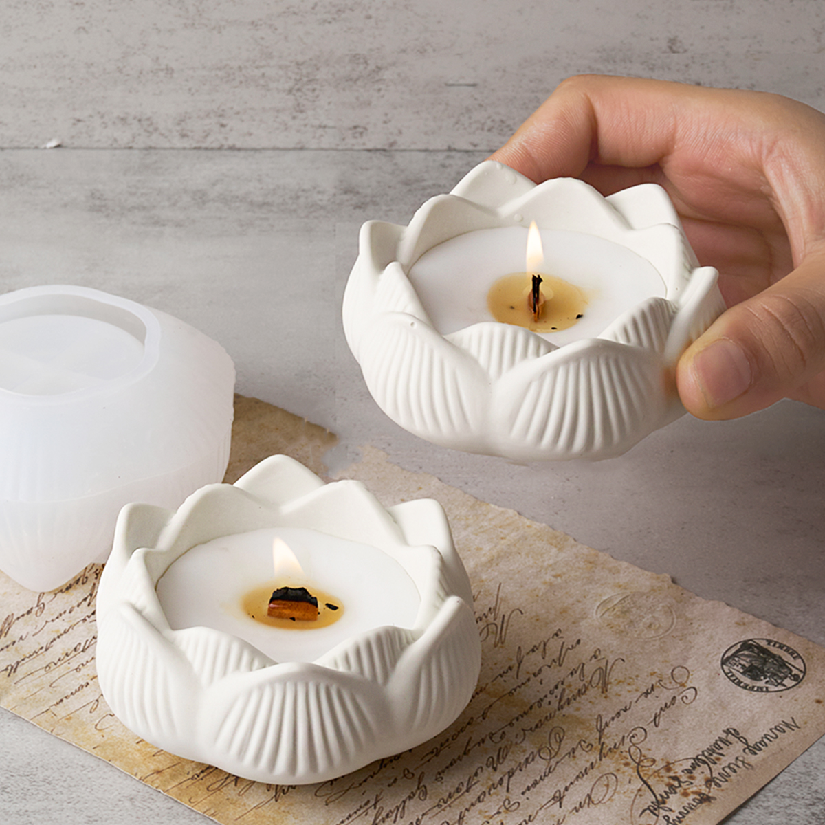 Lotus Shape Candle Holder Plas – обзор и цена Terrazzo Pot Cement