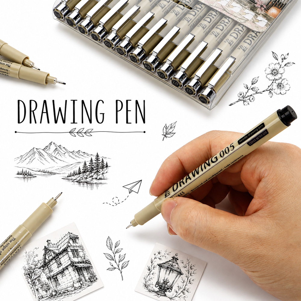 12 Size Fine Line Micron Pens  – обзор и цена Interior Design Drawing